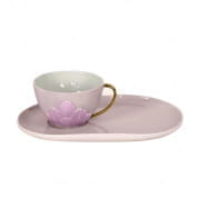 Peacock lilac & gold tea cup & biscuit saucer чашка, Villari