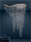 подвесная люстра с каскадом кристаллов, формирующих цилиндрическую драпировку