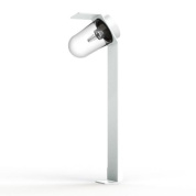 садовый светильник на стойке с овальным плафоном и серебристой стойкой