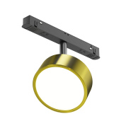 магнитный трековый прожектор с кольцевым корпусом чёрного цвета и золотистой вставкой для системы Exility 23мм