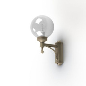 настенное бра бежевого цвета с шарообразным плафоном из прозрачного стекла