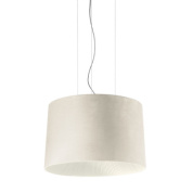 подвесная люстра с тканевым абажуром белого цвета