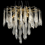 подвесная люстра с крупными стеклянными подвесками и металлическим основанием