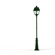 уличный фонарный столб с одним плафоном и зелёной арматурой