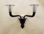 настенное бра с двумя стеклянными рожками на тёмном металлическом основании