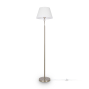 торшер с тканевым абажуром и металлической основой из никеля