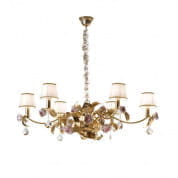 Peony 6 light chandelier - gold & pink люстра, Villari