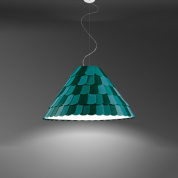 подвесной светильник с трапециевидным плафоном зелёного цвета