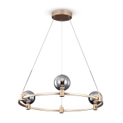 подвесной светильник кольцевого типа с шаровыми плафонами и золотистой отделкой