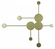 накладной потолочный светильник с круглыми плафонами золотого оттенка