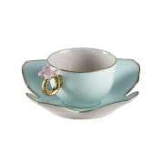 Butterfly aquamarine tea cup & saucer чашка, Villari