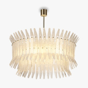 круглая люстра с веерными стеклянными элементами и металлической арматурой