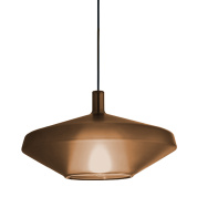 подвесной светильник с широким металлическим плафоном медного оттенка