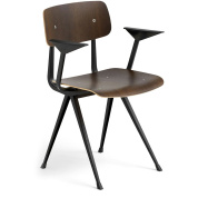 рабочее кресло с подлокотником, сиденье из копчёного дуба на чёрной базе