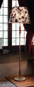 торшер с текстильным абажуром и металлической стойкой на декоративном основании