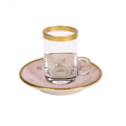 Butterfly pastel pink arabic tea cup and saucer small size чашка, Villari