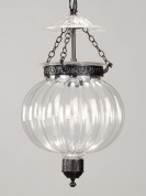 подвесной фонарь шарообразной формы из стекла с бронзовым декором