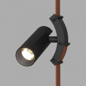 трековый цилиндрический прожектор черного цвета на штанге для трекоременной системы 48V