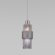 подвесной светильник с цилиндрическим стеклянным плафоном и декоративной металлической сеткой