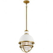 Tollis 18 inch 1 Light Hanging Pendant with Clear Ribbed Glass in White and Natural Brass  уличный подвесной светильник 59053WH Kichler