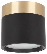 потолочный накладной светильник с золотистой окантовкой и чёрным корпусом