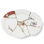 SE09655 Seletti Kintsugi фарфоровый поднос с золотыми швами и фрагментарным рисунком