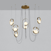 люстра с восемью сферическими плафонами, отделка матовое золото