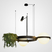 подвесной светильник с кольцевыми элементами и растительными вставками