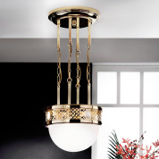 подвесной светильник с глянцевым опаловым плафоном и многозвенной декоративной подвесной рамой