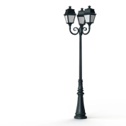уличный фонарный столб с тремя плафонами на декоративной опоре