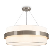 подвесной светильник с матовым плафоном и никелевым ободом на подвесах