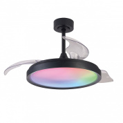 потолочный вентилятор с RGB-подсветкой и лопастями из прозрачного пластика
