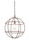 подвесная люстра в виде сферического металлического каркаса в серебристой отделке