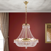 классическая подвесная хрустальная люстра корзинной формы