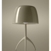 настольная лампа с полусферическим стеклянным плафоном серого цвета