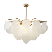 люстра с овальными стеклянными подвесками на латунной арматуре