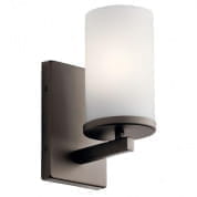 Crosby 9.25" 1 Light Wall Sconce with Satin Etched Cased Opal Olde Bronze настенный светильник 45495OZ Kichler