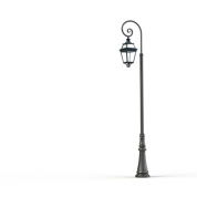 уличный фонарный столб тёмно-зелёного цвета с прозрачным плафоном