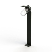 садовый боллард с прозрачной лампой и серым корпусом