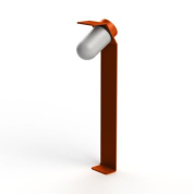 садовый боллард с прозрачной лампой и оранжевой арматурой