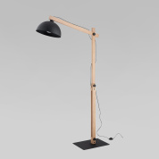 напольный светильник с регулируемой деревянной стойкой и металлическим куполообразным плафоном