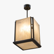 подвесной фонарь с квадратным каркасом и матовым стеклянным рассеивателем
