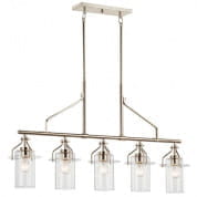 Everett 42" 5 Light Linear Chandelier with Clear Glass Polished Nickel люстра 52379PN Kichler