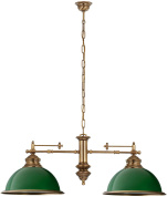 двухламповый подвесной светильник с парой купольных плафонов зелёного цвета