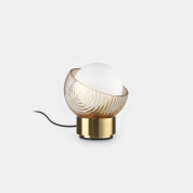 настольная лампа с шарообразным плафоном на компактном металлическом основании с выключателем