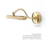 настенное бра-подсветка для картин с продолговатым металлическим корпусом в латунной отделке