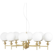 подвесная люстра с восьмью шаровыми плафонами на латунной арматуре