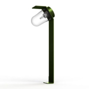 садовый уличный светильник с овальным плафоном и зелёной арматурой