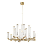 шестнадцатирожковая подвесная люстра с рифлёными стеклянными плафонами