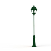 уличный фонарный столб с одним плафоном и изумрудным корпусом
